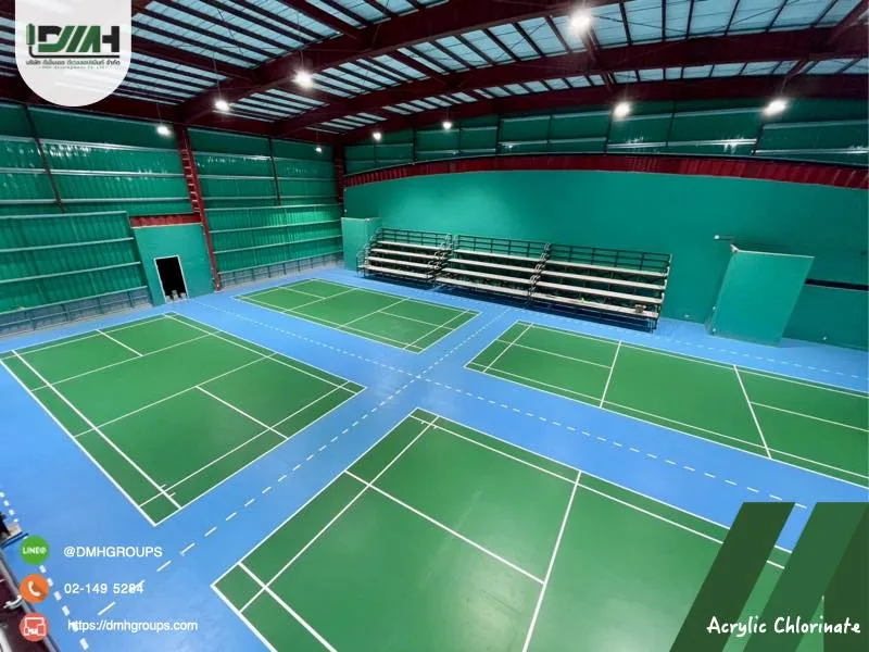 สนามกีฬาในร่มทาสี Acrylic Chlorinated Rubber มหาวิทยาลัยทักษิณ พัทลุง