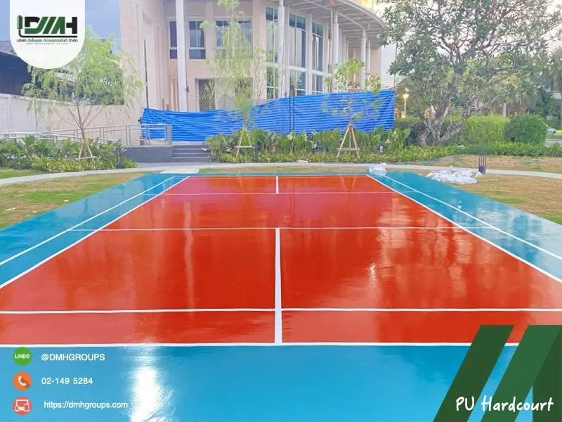 สนามวอลเลย์บอลกลางแจ้งพื้น PU Hardcourt สีแดงตัดฟ้า